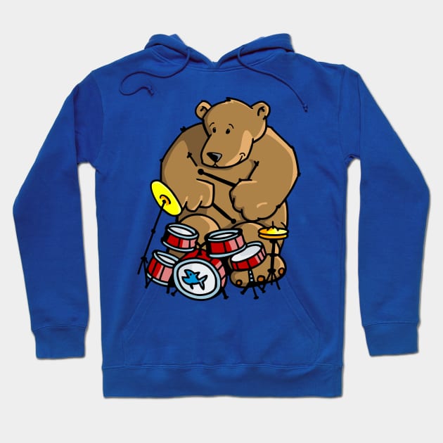 Groovy Drummer Bear Hoodie by schlag.art